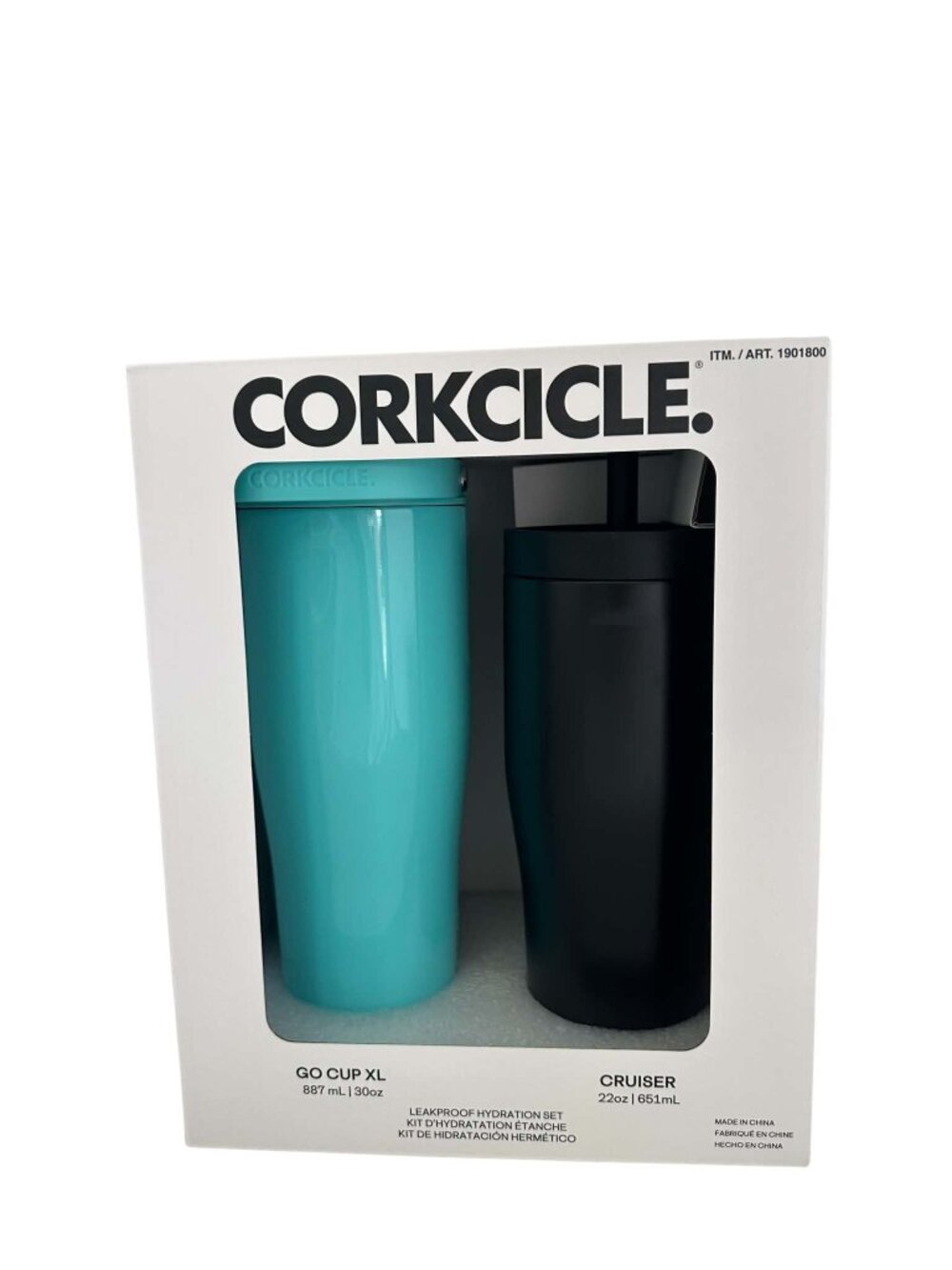 Corkcicle Tumbler Set 2Pk 30oz Go Cup XL + 22oz Cruiser Leakproof Green/Black
